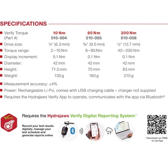 Verify Torque smart Bluetooth® torque wrench adaptor